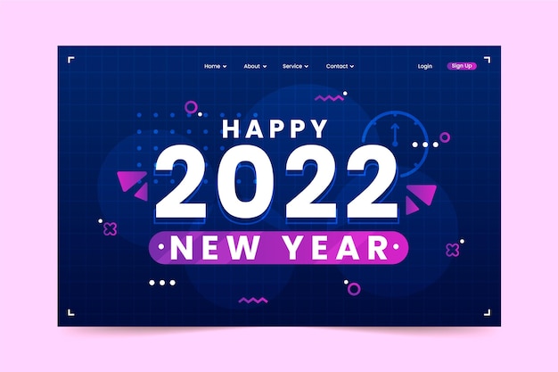 Gradient new year landing page template