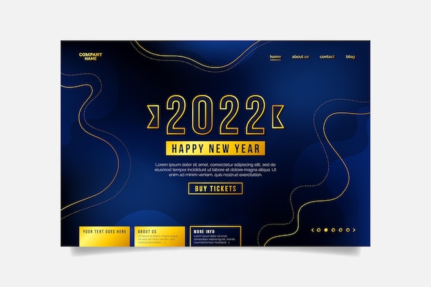 Gradient new year landing page template