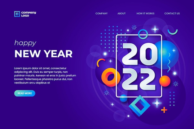 Gradient new year landing page template