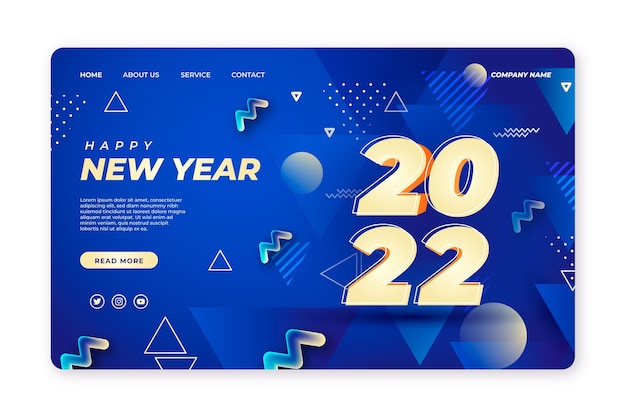 Gradient new year landing page template