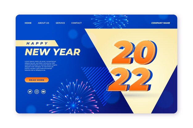 Gradient new year landing page template