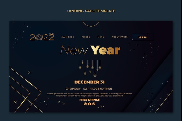 Gradient new year landing page template