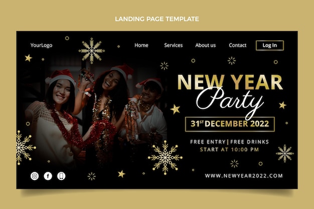 Gradient new year landing page template