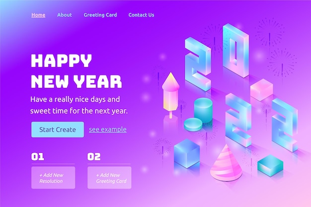 Gradient new year landing page template