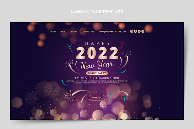 Gradient new year landing page template