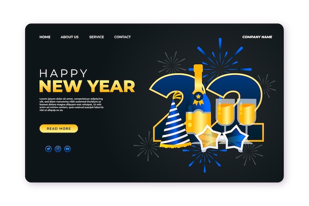 Gradient new year landing page template