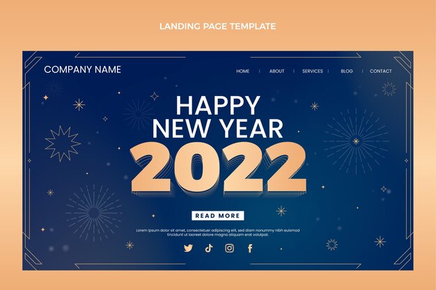 Gradient new year landing page template