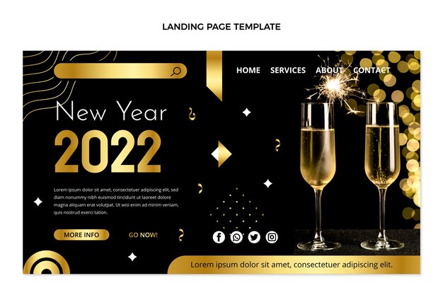 Gradient new year landing page template