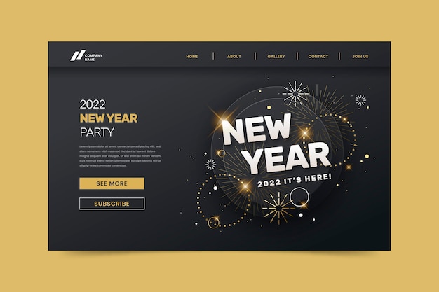 Gradient new year landing page template