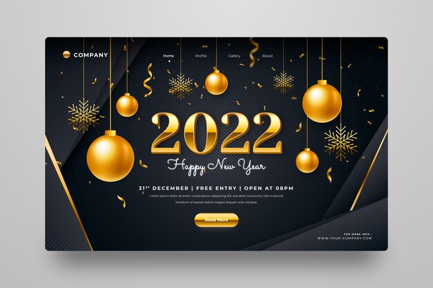 Gradient new year landing page template