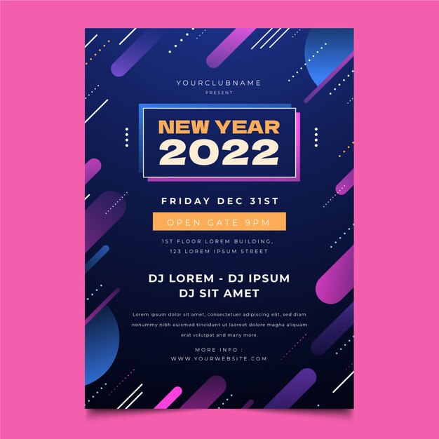 Gradient new year party flyer template