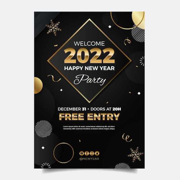 Gradient new year party flyer template