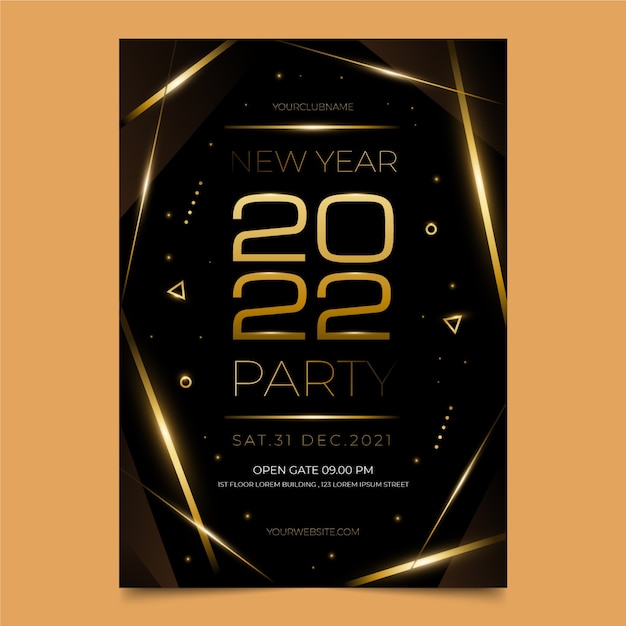 Gradient new year party flyer template