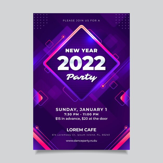 Gradient new year party flyer template