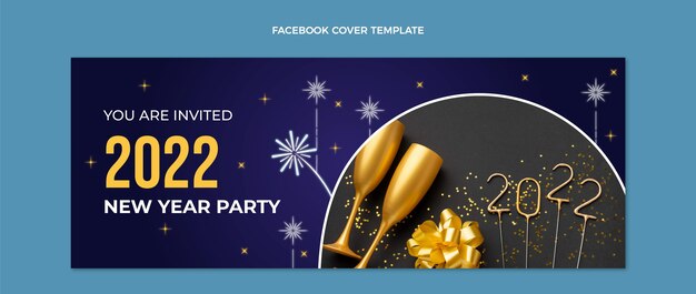 Gradient new year social media cover template