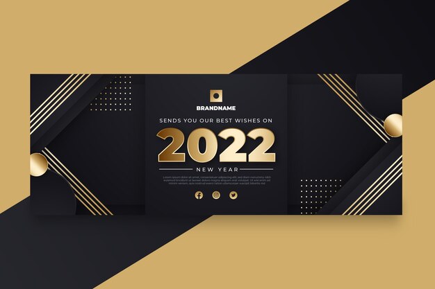 Gradient new year social media cover template