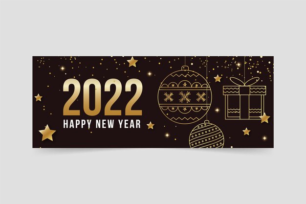 Gradient new year social media cover template