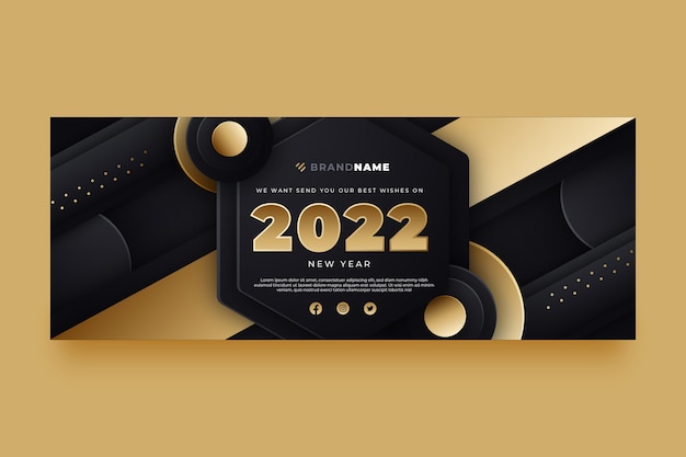 Gradient new year social media cover template