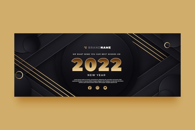 Gradient new year social media cover template