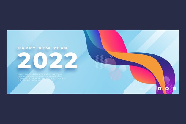 Gradient new year social media cover template