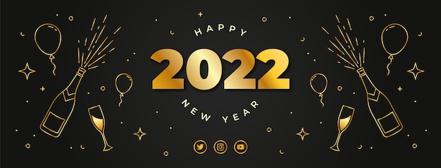 Gradient new year social media cover template