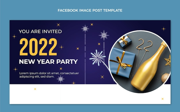 Gradient new year social media post template