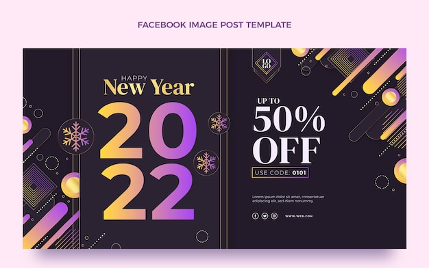 Gradient new year social media post template