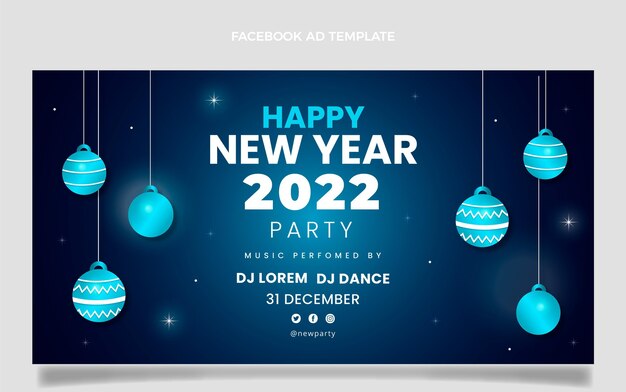 Gradient new year social media promo template