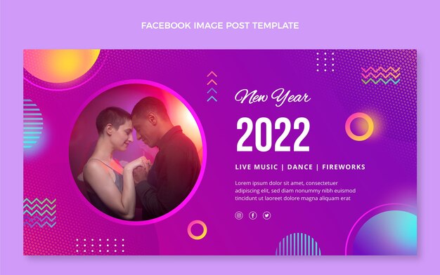 Gradient new year social media promo template