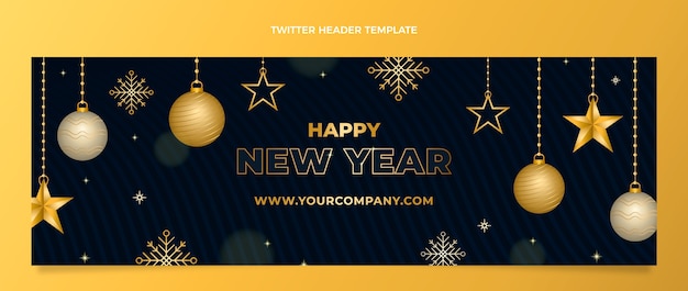 Free Vector gradient new year twitter header