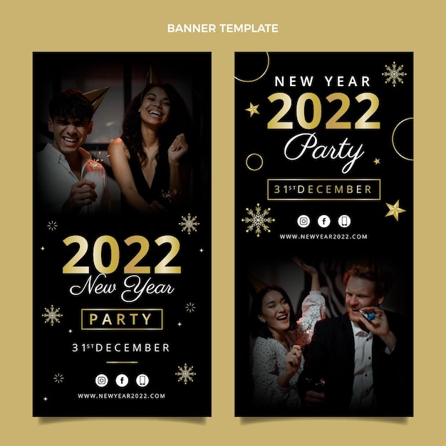 Gradient new year vertical banners set