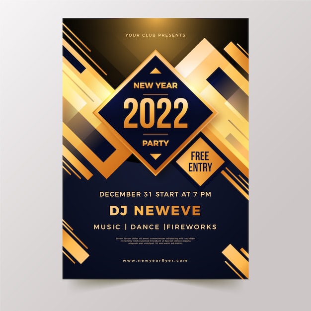 Gradient new year vertical party flyer template