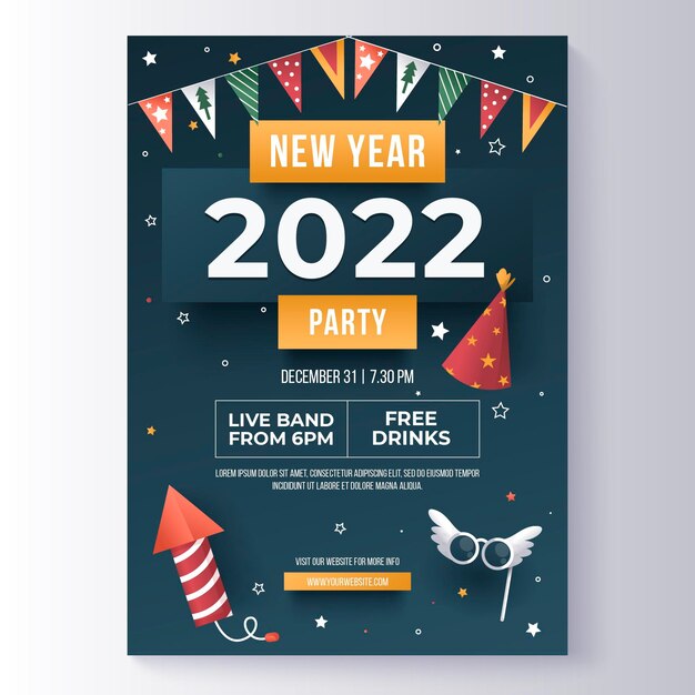 Gradient new year vertical poster template