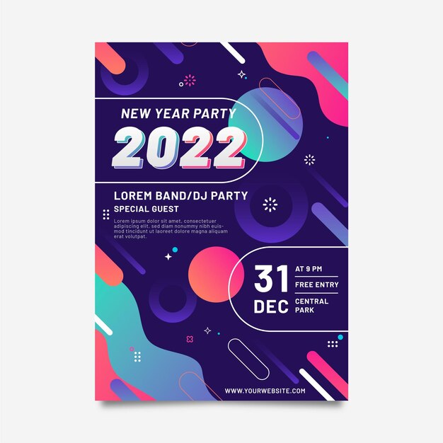 Gradient new year vertical poster template