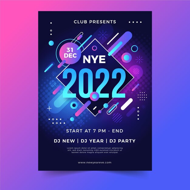 Gradient new year vertical poster template