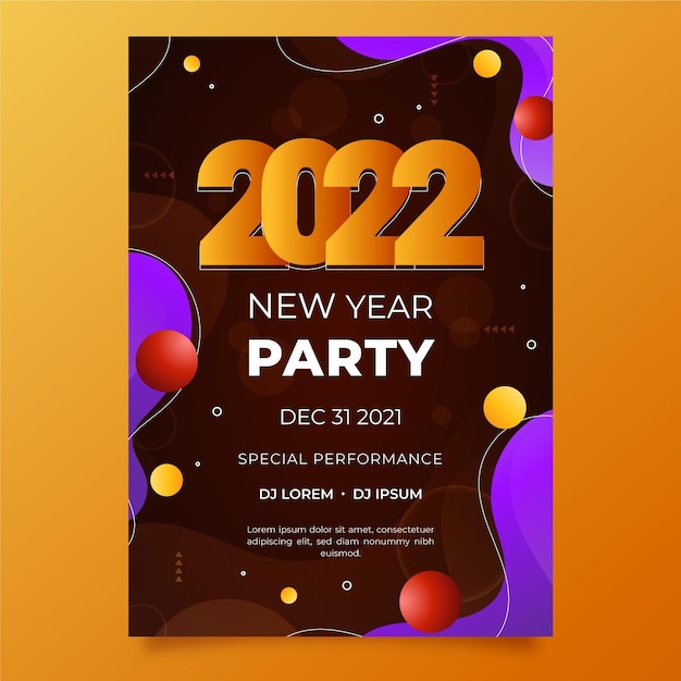 Gradient new year vertical poster template