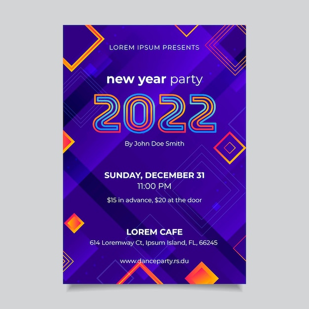 Gradient new year vertical poster template