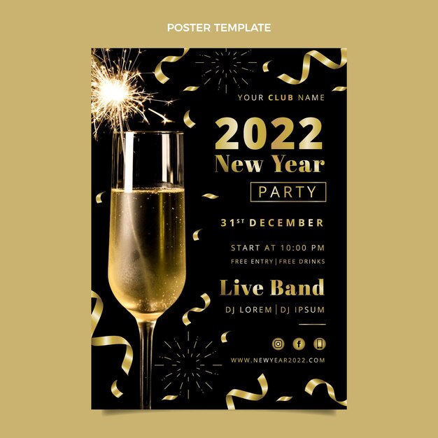 Gradient new year vertical poster template