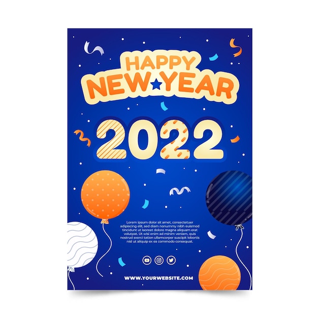 Gradient new year vertical poster template