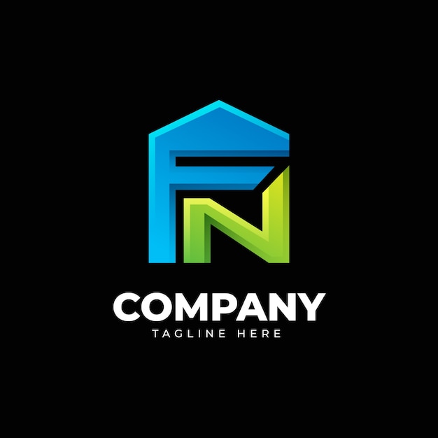 Gradient nf or fn logo template