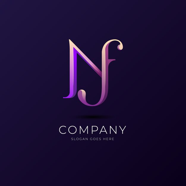 Gradient nf or fn logo template