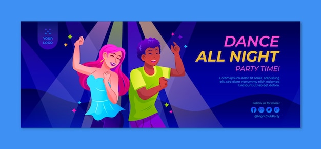 Free Vector gradient night club facebook cover