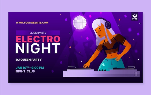 Free Vector gradient night club facebook post