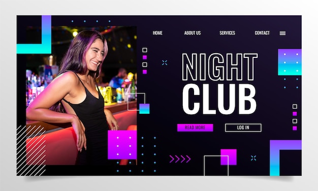 Free Vector gradient night club landing page