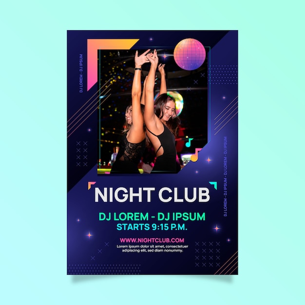 Free Vector gradient night club poster