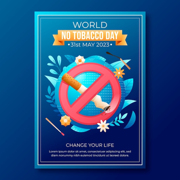 Free Vector gradient no tobacco day vertical poster template