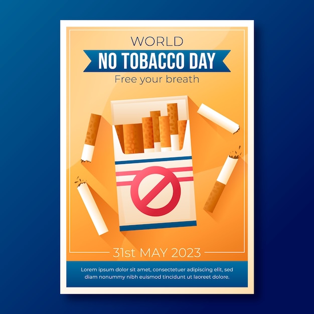 Free vector gradient no tobacco day vertical poster template