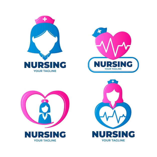 Gradient nurse logo template collection