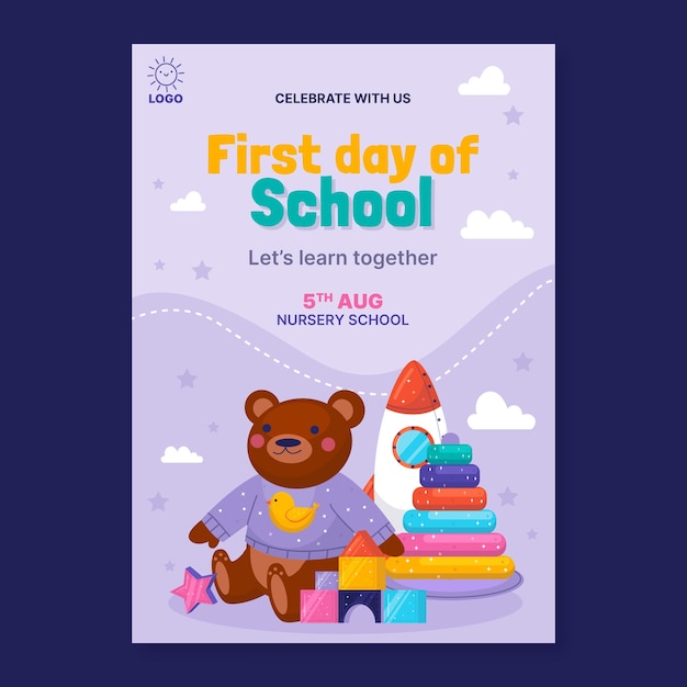 Gradient nursery school invitation template