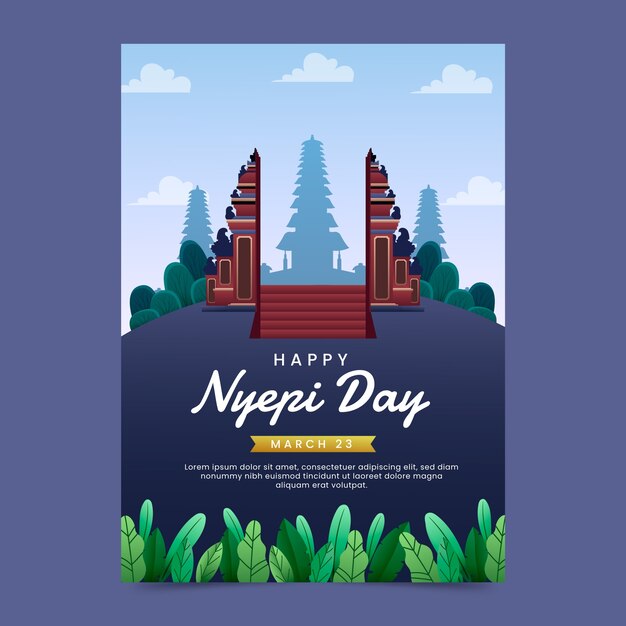 Gradient nyepi celebration vertical poster template